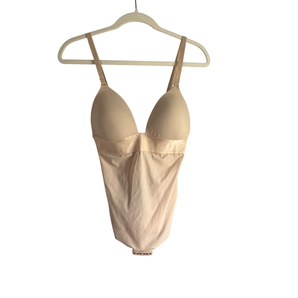 Maidenform DM1008 Firm Control Plunging Bodybriefer Shapewear Beige 34B